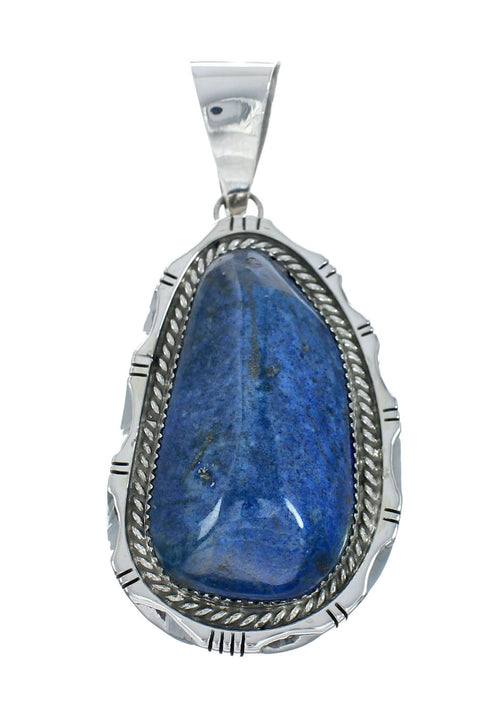 Native American Sterling Silver And Lapis Navajo Bead Pendant Necklace Set X10692